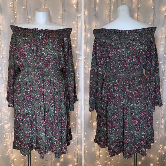 TORRID ⭐️ Floral Off-Shoulder Lace Up Challis Skater Dress - Picture 8 of 11